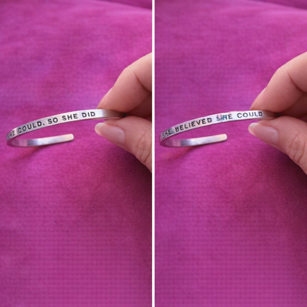 MantraBand "She Believed She Could, So She Did" Silver Cuff